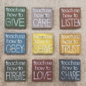Hand painted canvas on wood 5x5 , Faith-inspired wall decor